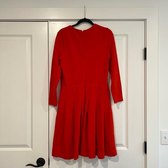 J Crew Women's Longsleeve Dress Bright Red Knee Length Size 12 - Picture 6 of 10